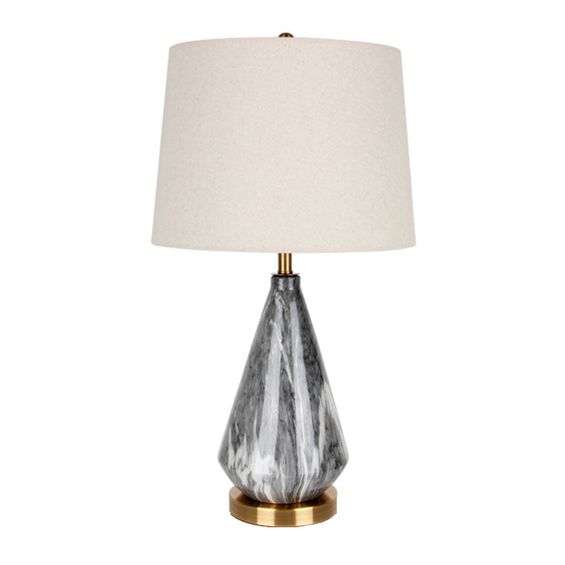 Drum Fabric Table Lamp Minimalist Single Sitting Room Nightstand Light with Diamond Ceramic Base in Black/White Clearhalo 'Lamps' 'Table Lamps' Lighting' 1034359