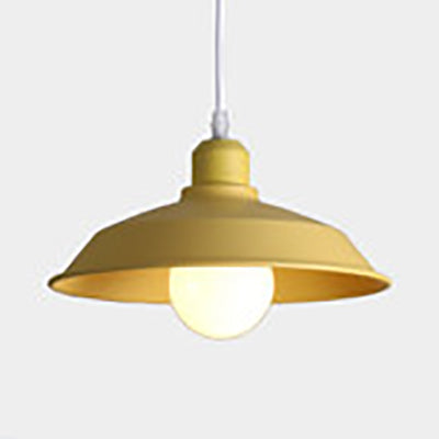 Metallic Pink/Yellow Pendant Light with Barn Lampshade 1 Light Retro Style Hanging Lamp for Bedside Yellow Clearhalo 'Ceiling Lights' 'Modern Pendants' 'Modern' 'Pendant Lights' 'Pendants' Lighting' 103485