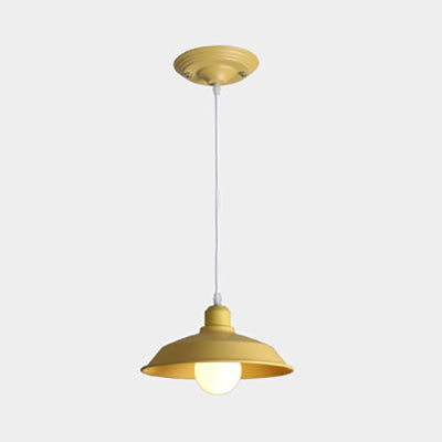 Metallic Pink/Yellow Pendant Light with Barn Lampshade 1 Light Retro Style Hanging Lamp for Bedside Clearhalo 'Ceiling Lights' 'Modern Pendants' 'Modern' 'Pendant Lights' 'Pendants' Lighting' 103486