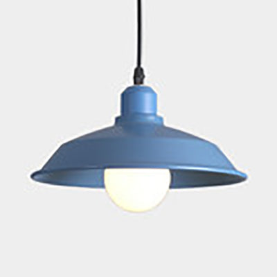 Metallic Pink/Yellow Pendant Light with Barn Lampshade 1 Light Retro Style Hanging Lamp for Bedside Light Blue Clearhalo 'Ceiling Lights' 'Modern Pendants' 'Modern' 'Pendant Lights' 'Pendants' Lighting' 103489