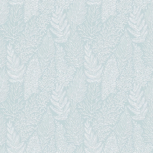 Simple Leaves Texture Mural Wallpaper for Dining Room Decoration, Pastel Blue, Custom-Printed Clearhalo 'Wall Decor' 'Wall Mural' 1036265