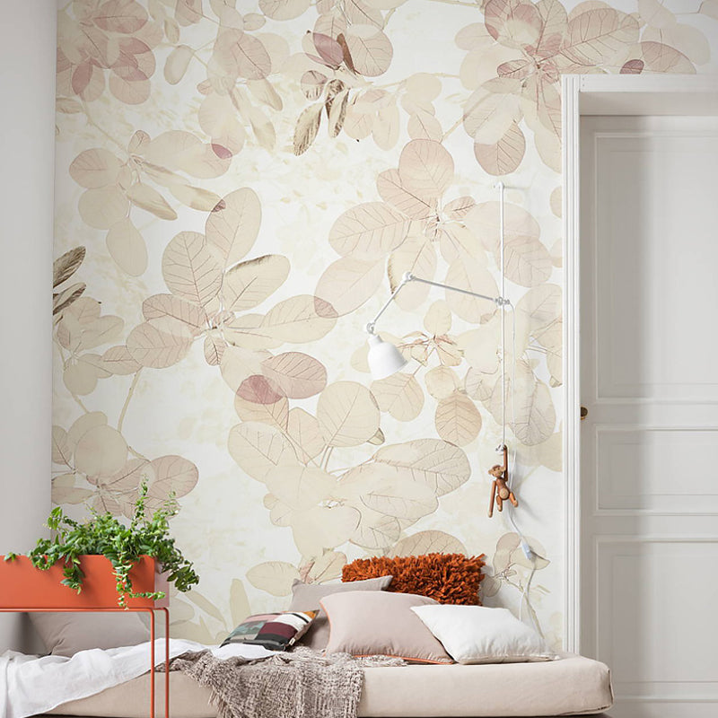 Beige Autumn Leaves Wall Mural Decal Water-Resistant Wall Covering for Living Room Decoration Beige Clearhalo 'Wall Decor' 'Wall Mural' 1036267