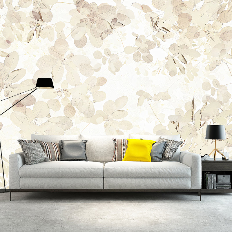 Beige Autumn Leaves Wall Mural Decal Water-Resistant Wall Covering for Living Room Decoration Clearhalo 'Wall Decor' 'Wall Mural' 1036268