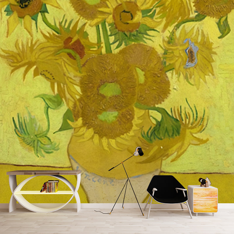 Whole Sunflower Wall Mural Decal for Living Room Classic Wall Art in Yellow, Water-Resistant Clearhalo 'Wall Decor' 'Wall Mural' 1036537