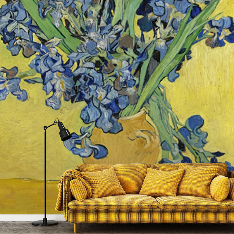 Stain-Resistant Wall Mural Non-Woven Fabric Classic Wall Covering for Guest Room in Yellow and Blue Yellow-Blue Clearhalo 'Wall Decor' 'Wall Mural' 1036541