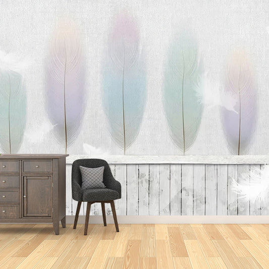 Stain-Resistant Feather Wall Covering Custom-Printed Simplicity Wall Mural Decal for Bedroom Decor Clearhalo 'Wall Decor' 'Wall Mural' 1036760