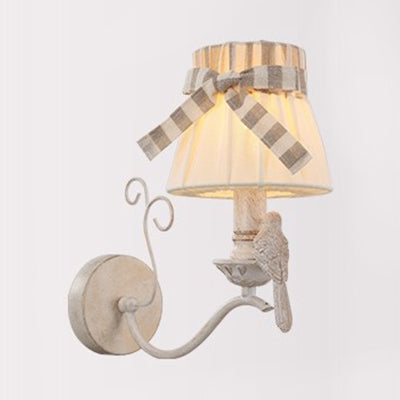 Creative Skirt Shaped Wall Light with Bird 1 Light Resin Fabric Sconce Light in Beige for Kindergarten Clearhalo 'Wall Lamps & Sconces' 'Wall Lights' Lighting' 103742