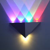Minimalism Pyramid Wall Lamp Kit Metal Party RGB LED Wall Mounted Light in Black and Silver Clearhalo 'Cast Iron' 'Glass' 'Industrial' 'Modern wall lights' 'Modern' 'Tiffany' 'Traditional wall lights' 'Wall Lamps & Sconces' 'Wall Lights' Lighting' 1040844