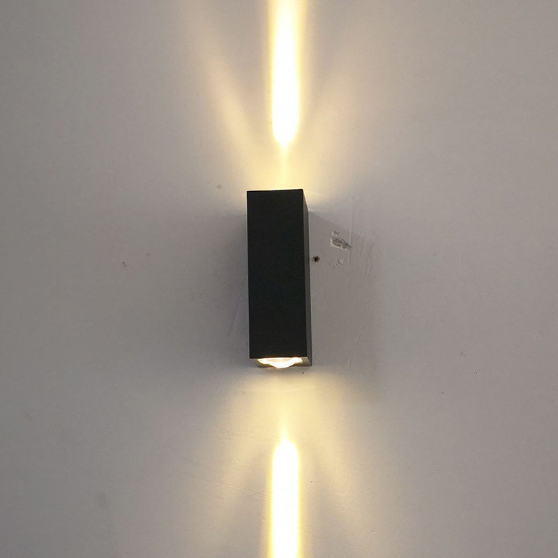 Minimalist LED 2-Sided Wall Lamp Black Rectangle Sconce Lighting with Metal Shade, Blue/Purple/Yellow Light Clearhalo 'Cast Iron' 'Glass' 'Industrial' 'Modern wall lights' 'Modern' 'Tiffany' 'Traditional wall lights' 'Wall Lamps & Sconces' 'Wall Lights' Lighting' 1040860