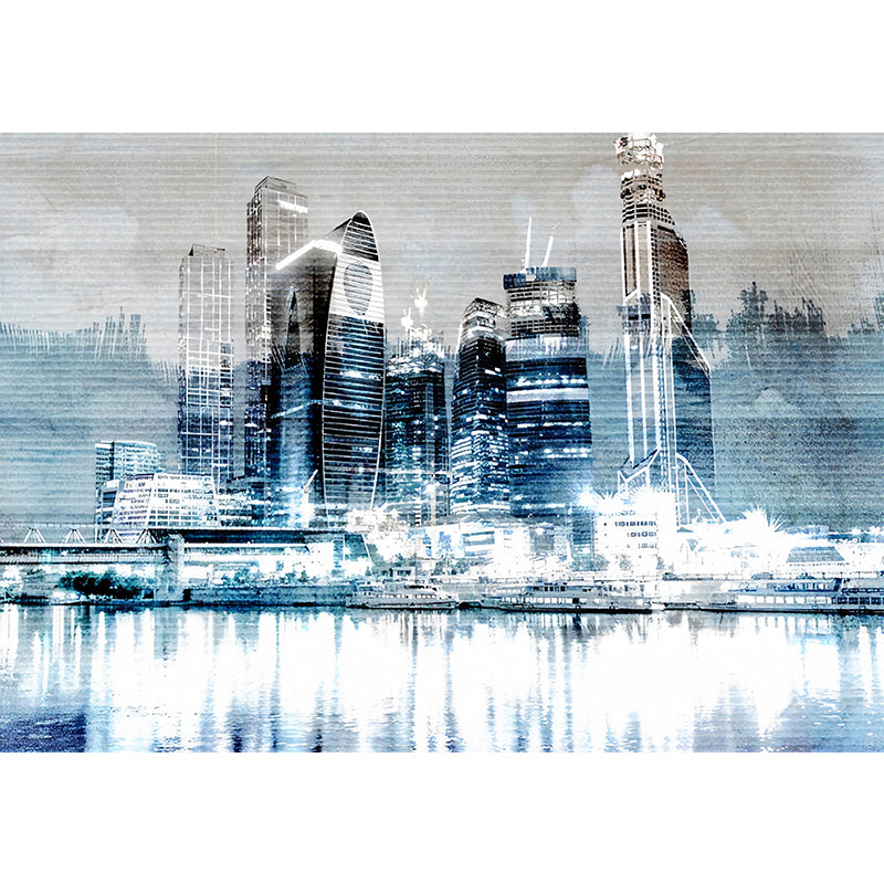 Stain-Resistant Skyscraper Mural Wallpaper Non-Woven Fabric Contemporary Wall Art for Office Room Clearhalo 'Wall Decor' 'Wall Mural' 1041251