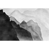 Stain-Resistant Mountain Wall Mural Decal Non-Woven Material Wall Art for Accent Wall in Black and Grey Clearhalo 'Wall Decor' 'Wall Mural' 1041459