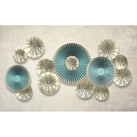 Asia Inspired Pleated Fan Mural Wallpaper for Guest Room, Aqua, Personalized Size Available Clearhalo 'Wall Decor' 'Wall Mural' 1041549