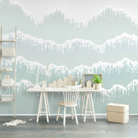 Big Mountain Mural Wallpaper in Grey and White Non-Woven Fabric Wall Covering, Made to Measure Clearhalo 'Wall Decor' 'Wall Mural' 1041563