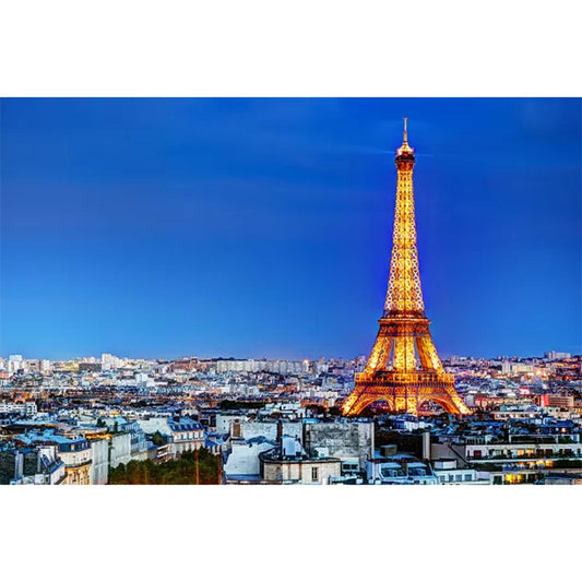 Big Photography Eiffel Tower Mural Wallpaper for Meeting Room in Blue, Made to Measure Clearhalo 'Wall Decor' 'Wall Mural' 1041649