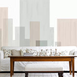 Big City Buildings Wall Mural for Office Room Sketch Wall Covering in Grey and Pink, Stain-Resistant Clearhalo 'Wall Decor' 'Wall Mural' 1041788