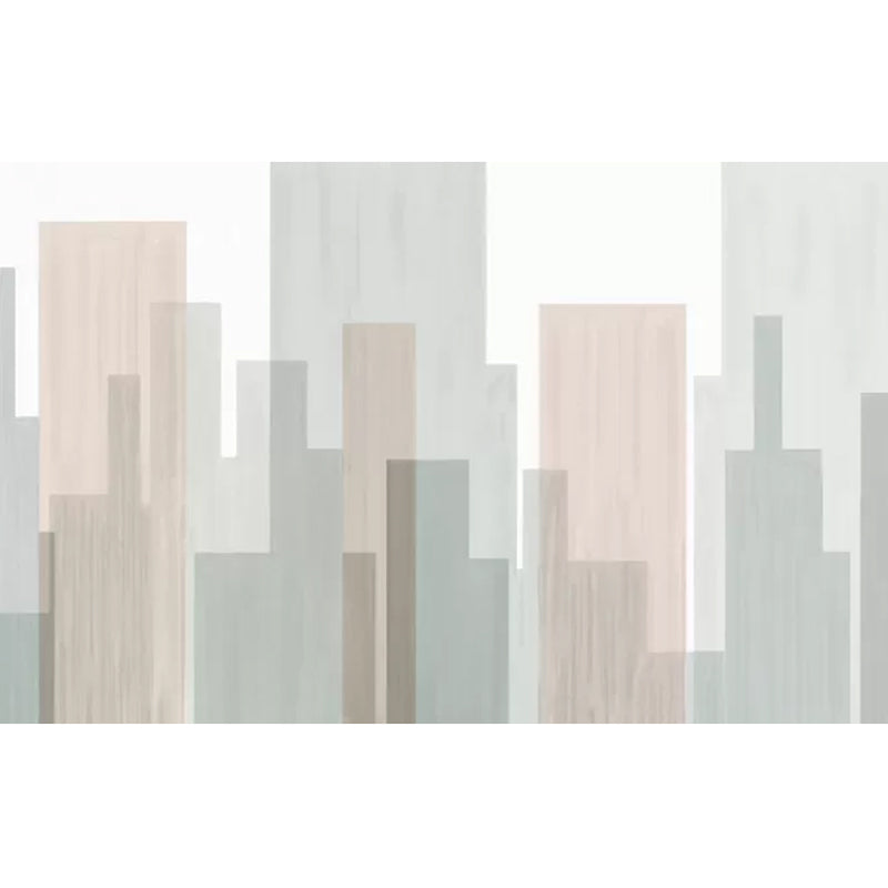 Big City Buildings Wall Mural for Office Room Sketch Wall Covering in Grey and Pink, Stain-Resistant Clearhalo 'Wall Decor' 'Wall Mural' 1041790