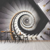 Custom Photo Swirling Stairs Mural for Accent Wall in Pastel Grey, Personalized Size Available Clearhalo 'Wall Decor' 'Wall Mural' 1041837