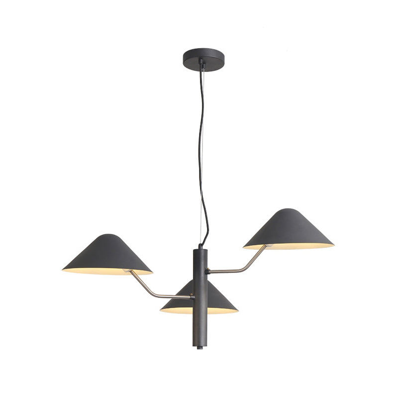 Branch Suspension Light with Metal Cone Shade Postmodern 3/5 Lights Black/White/Green Chandelier Light for Dining Room Clearhalo 'Ceiling Lights' 'Chandeliers' 'Modern Chandeliers' 'Modern' Lighting' 1043952