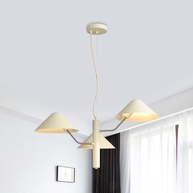 Branch Suspension Light with Metal Cone Shade Postmodern 3/5 Lights Black/White/Green Chandelier Light for Dining Room Clearhalo 'Ceiling Lights' 'Chandeliers' 'Modern Chandeliers' 'Modern' Lighting' 1043961