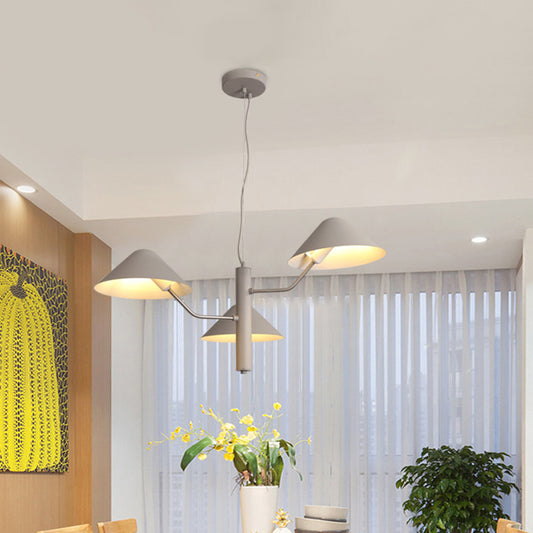 Branch Suspension Light with Metal Cone Shade Postmodern 3/5 Lights Black/White/Green Chandelier Light for Dining Room Clearhalo 'Ceiling Lights' 'Chandeliers' 'Modern Chandeliers' 'Modern' Lighting' 1043969