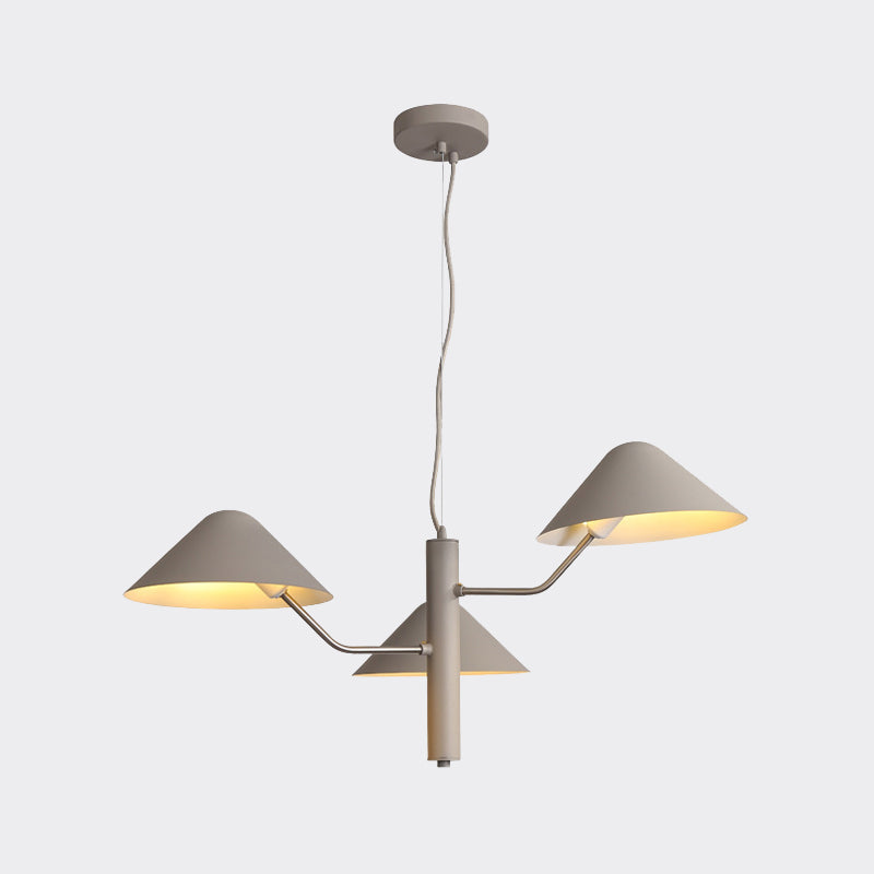 Branch Suspension Light with Metal Cone Shade Postmodern 3/5 Lights Black/White/Green Chandelier Light for Dining Room Clearhalo 'Ceiling Lights' 'Chandeliers' 'Modern Chandeliers' 'Modern' Lighting' 1043971