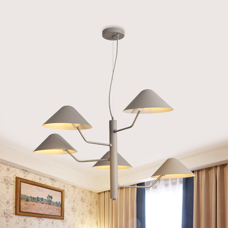 Branch Suspension Light with Metal Cone Shade Postmodern 3/5 Lights Black/White/Green Chandelier Light for Dining Room Clearhalo 'Ceiling Lights' 'Chandeliers' 'Modern Chandeliers' 'Modern' Lighting' 1043973