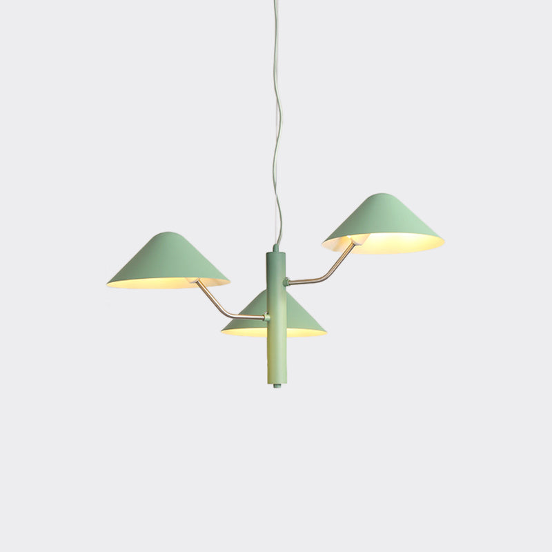 Branch Suspension Light with Metal Cone Shade Postmodern 3/5 Lights Black/White/Green Chandelier Light for Dining Room Clearhalo 'Ceiling Lights' 'Chandeliers' 'Modern Chandeliers' 'Modern' Lighting' 1043979