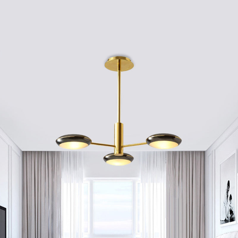 Starburst Chandelier Lighting with Black/Silver Drum Shade Postmodern 3/4/5 Heads Metal Hanging Ceiling Light for Living Room 3 Black Clearhalo 'Ceiling Lights' 'Chandeliers' 'Modern Chandeliers' 'Modern' Lighting' 1043984