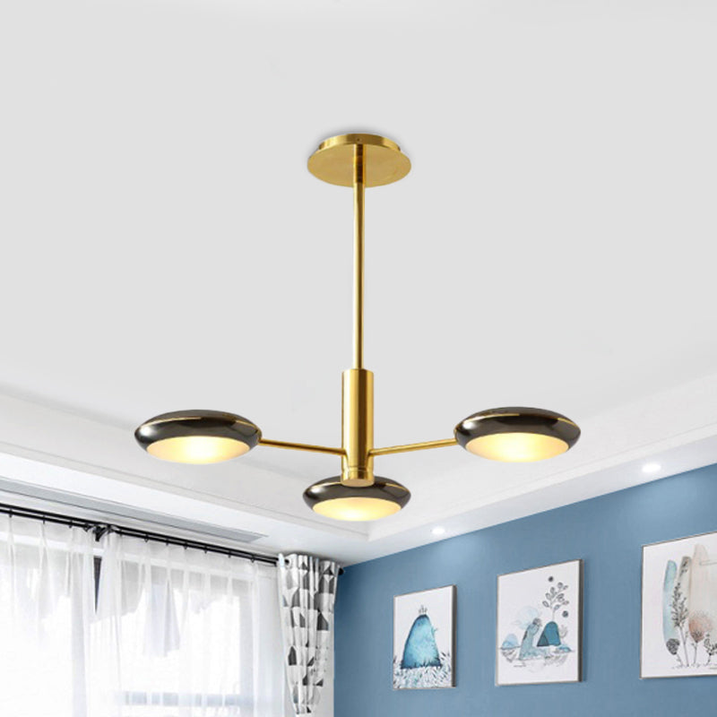 Starburst Chandelier Lighting with Black/Silver Drum Shade Postmodern 3/4/5 Heads Metal Hanging Ceiling Light for Living Room Clearhalo 'Ceiling Lights' 'Chandeliers' 'Modern Chandeliers' 'Modern' Lighting' 1043985