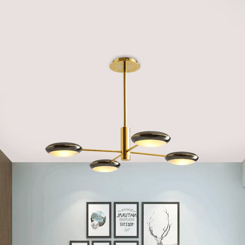 Starburst Chandelier Lighting with Black/Silver Drum Shade Postmodern 3/4/5 Heads Metal Hanging Ceiling Light for Living Room Clearhalo 'Ceiling Lights' 'Chandeliers' 'Modern Chandeliers' 'Modern' Lighting' 1043990