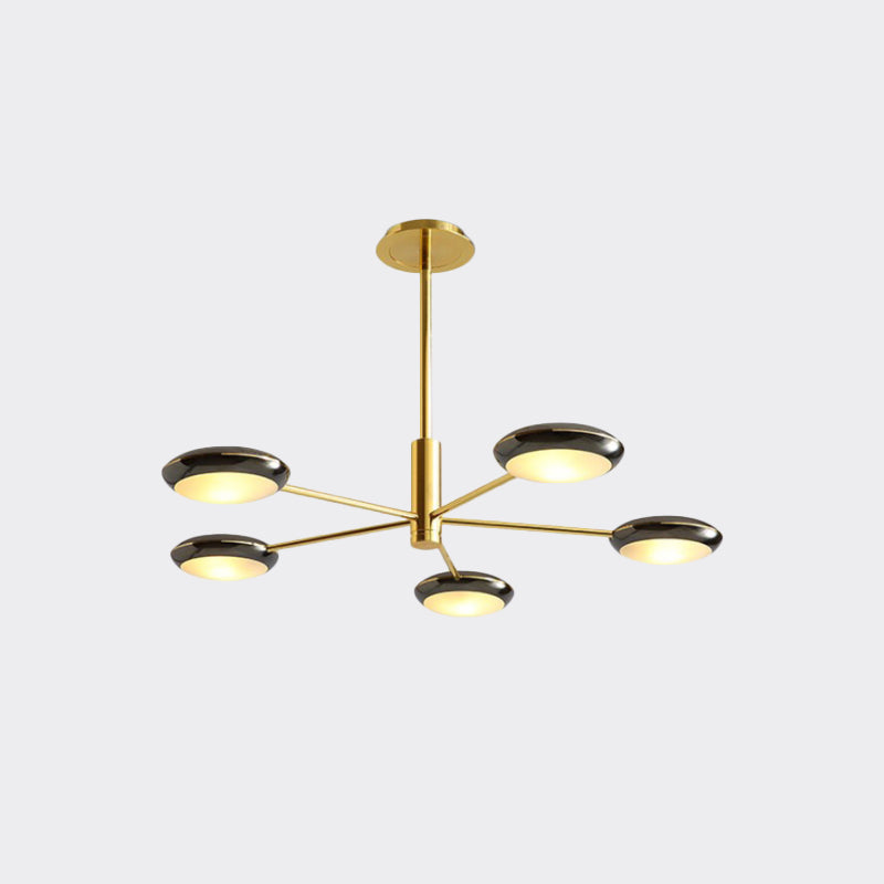 Starburst Chandelier Lighting with Black/Silver Drum Shade Postmodern 3/4/5 Heads Metal Hanging Ceiling Light for Living Room Clearhalo 'Ceiling Lights' 'Chandeliers' 'Modern Chandeliers' 'Modern' Lighting' 1043997