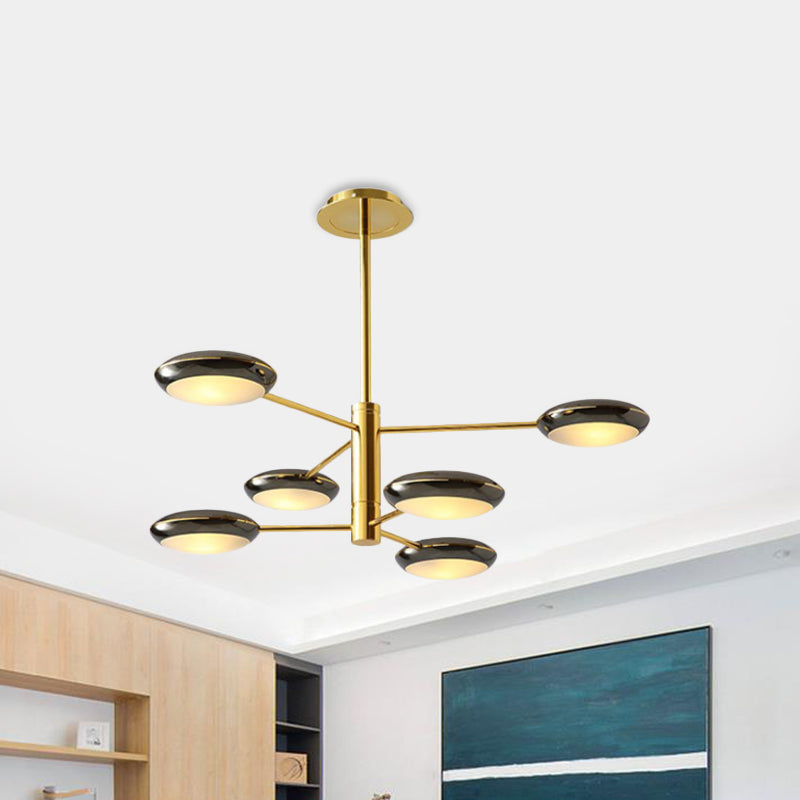 Starburst Chandelier Lighting with Black/Silver Drum Shade Postmodern 3/4/5 Heads Metal Hanging Ceiling Light for Living Room Clearhalo 'Ceiling Lights' 'Chandeliers' 'Modern Chandeliers' 'Modern' Lighting' 1044000