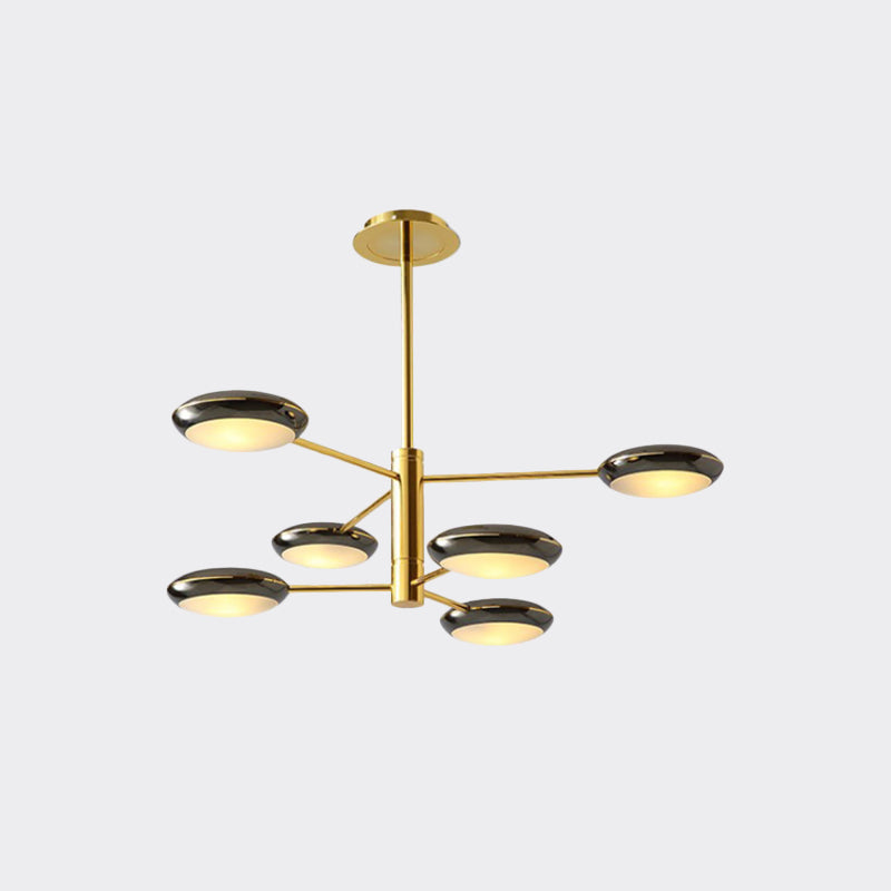 Starburst Chandelier Lighting with Black/Silver Drum Shade Postmodern 3/4/5 Heads Metal Hanging Ceiling Light for Living Room Clearhalo 'Ceiling Lights' 'Chandeliers' 'Modern Chandeliers' 'Modern' Lighting' 1044002