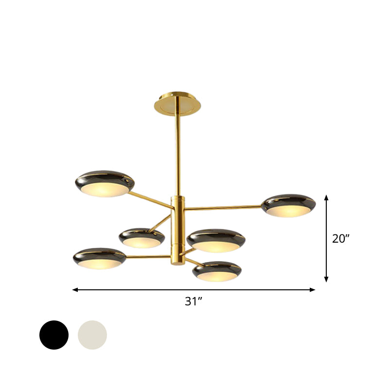 Starburst Chandelier Lighting with Black/Silver Drum Shade Postmodern 3/4/5 Heads Metal Hanging Ceiling Light for Living Room Clearhalo 'Ceiling Lights' 'Chandeliers' 'Modern Chandeliers' 'Modern' Lighting' 1044003