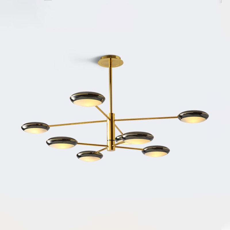 Starburst Chandelier Lighting with Black/Silver Drum Shade Postmodern 3/4/5 Heads Metal Hanging Ceiling Light for Living Room Clearhalo 'Ceiling Lights' 'Chandeliers' 'Modern Chandeliers' 'Modern' Lighting' 1044007