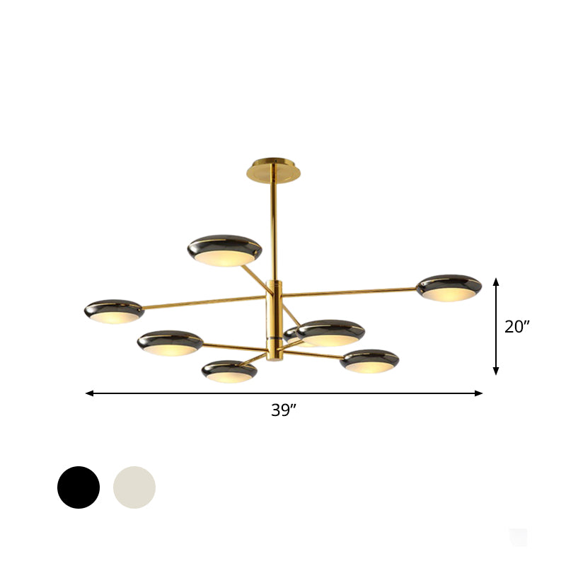 Starburst Chandelier Lighting with Black/Silver Drum Shade Postmodern 3/4/5 Heads Metal Hanging Ceiling Light for Living Room Clearhalo 'Ceiling Lights' 'Chandeliers' 'Modern Chandeliers' 'Modern' Lighting' 1044008