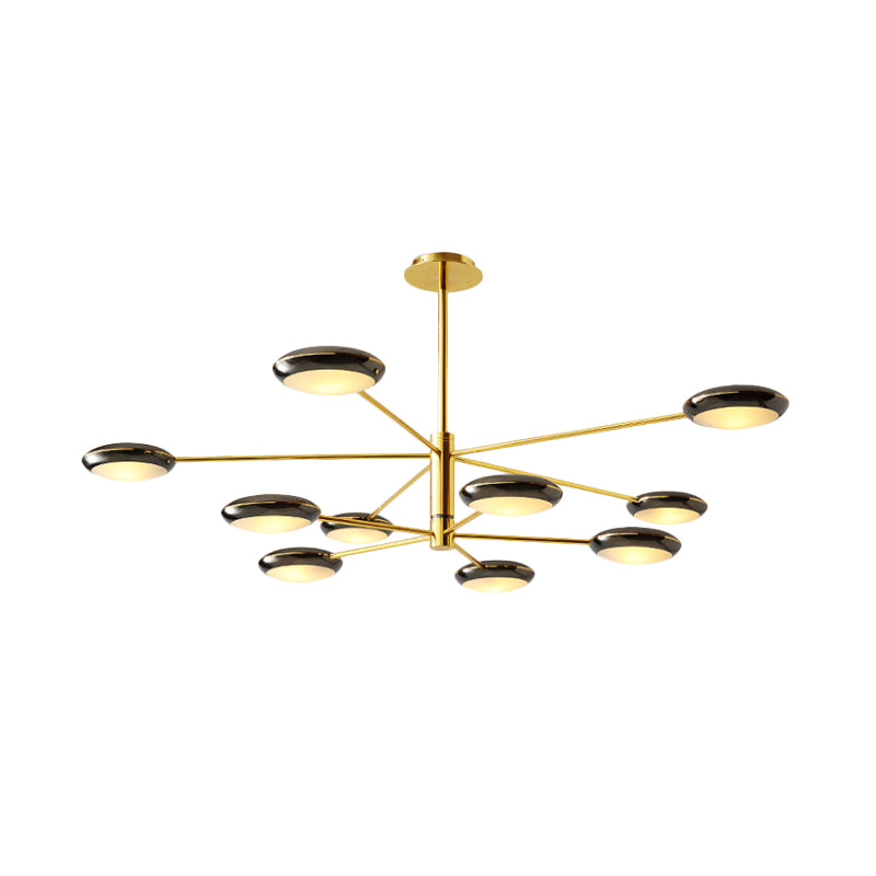 Starburst Chandelier Lighting with Black/Silver Drum Shade Postmodern 3/4/5 Heads Metal Hanging Ceiling Light for Living Room Clearhalo 'Ceiling Lights' 'Chandeliers' 'Modern Chandeliers' 'Modern' Lighting' 1044011