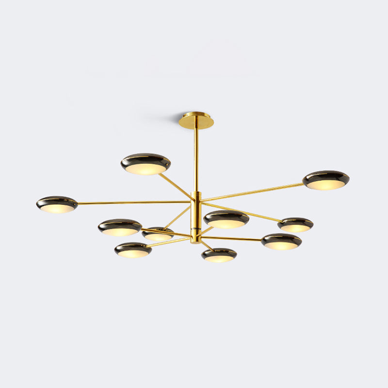 Starburst Chandelier Lighting with Black/Silver Drum Shade Postmodern 3/4/5 Heads Metal Hanging Ceiling Light for Living Room Clearhalo 'Ceiling Lights' 'Chandeliers' 'Modern Chandeliers' 'Modern' Lighting' 1044012