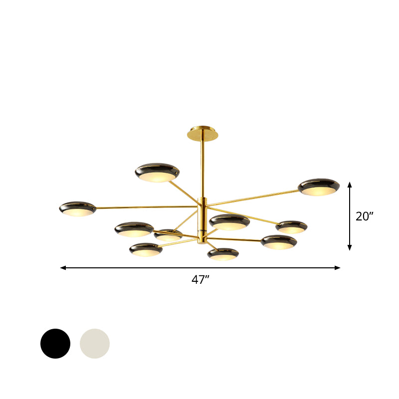 Starburst Chandelier Lighting with Black/Silver Drum Shade Postmodern 3/4/5 Heads Metal Hanging Ceiling Light for Living Room Clearhalo 'Ceiling Lights' 'Chandeliers' 'Modern Chandeliers' 'Modern' Lighting' 1044013