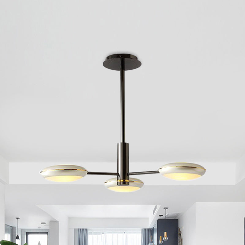 Starburst Chandelier Lighting with Black/Silver Drum Shade Postmodern 3/4/5 Heads Metal Hanging Ceiling Light for Living Room 3 Silver Clearhalo 'Ceiling Lights' 'Chandeliers' 'Modern Chandeliers' 'Modern' Lighting' 1044014