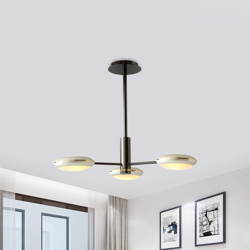 Starburst Chandelier Lighting with Black/Silver Drum Shade Postmodern 3/4/5 Heads Metal Hanging Ceiling Light for Living Room Clearhalo 'Ceiling Lights' 'Chandeliers' 'Modern Chandeliers' 'Modern' Lighting' 1044015