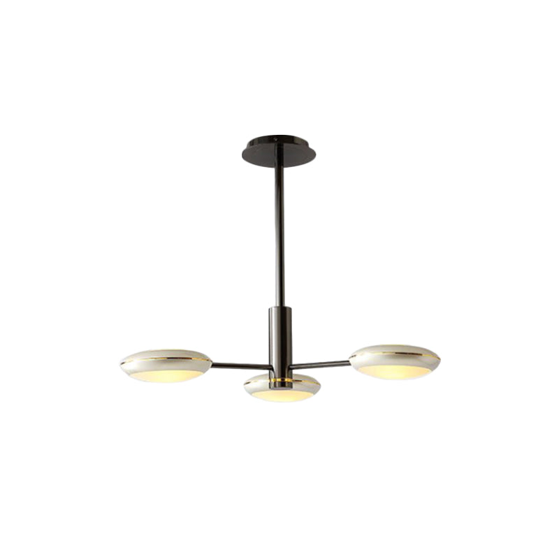 Starburst Chandelier Lighting with Black/Silver Drum Shade Postmodern 3/4/5 Heads Metal Hanging Ceiling Light for Living Room Clearhalo 'Ceiling Lights' 'Chandeliers' 'Modern Chandeliers' 'Modern' Lighting' 1044016