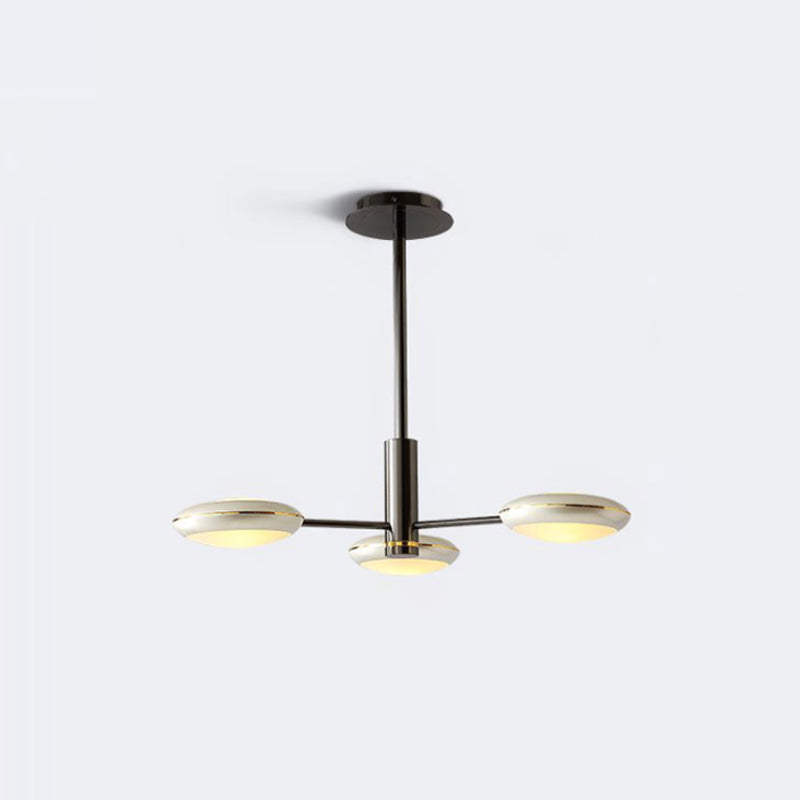 Starburst Chandelier Lighting with Black/Silver Drum Shade Postmodern 3/4/5 Heads Metal Hanging Ceiling Light for Living Room Clearhalo 'Ceiling Lights' 'Chandeliers' 'Modern Chandeliers' 'Modern' Lighting' 1044017