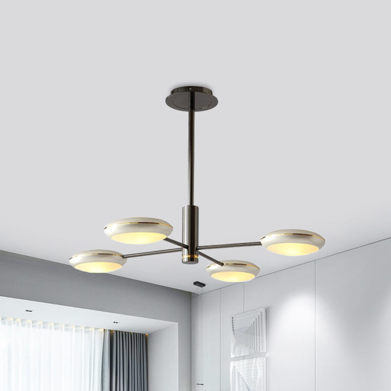 Starburst Chandelier Lighting with Black/Silver Drum Shade Postmodern 3/4/5 Heads Metal Hanging Ceiling Light for Living Room Clearhalo 'Ceiling Lights' 'Chandeliers' 'Modern Chandeliers' 'Modern' Lighting' 1044019