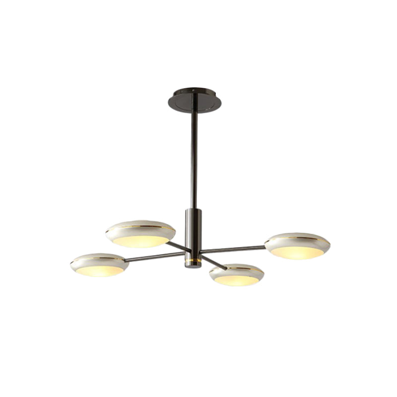 Starburst Chandelier Lighting with Black/Silver Drum Shade Postmodern 3/4/5 Heads Metal Hanging Ceiling Light for Living Room Clearhalo 'Ceiling Lights' 'Chandeliers' 'Modern Chandeliers' 'Modern' Lighting' 1044020