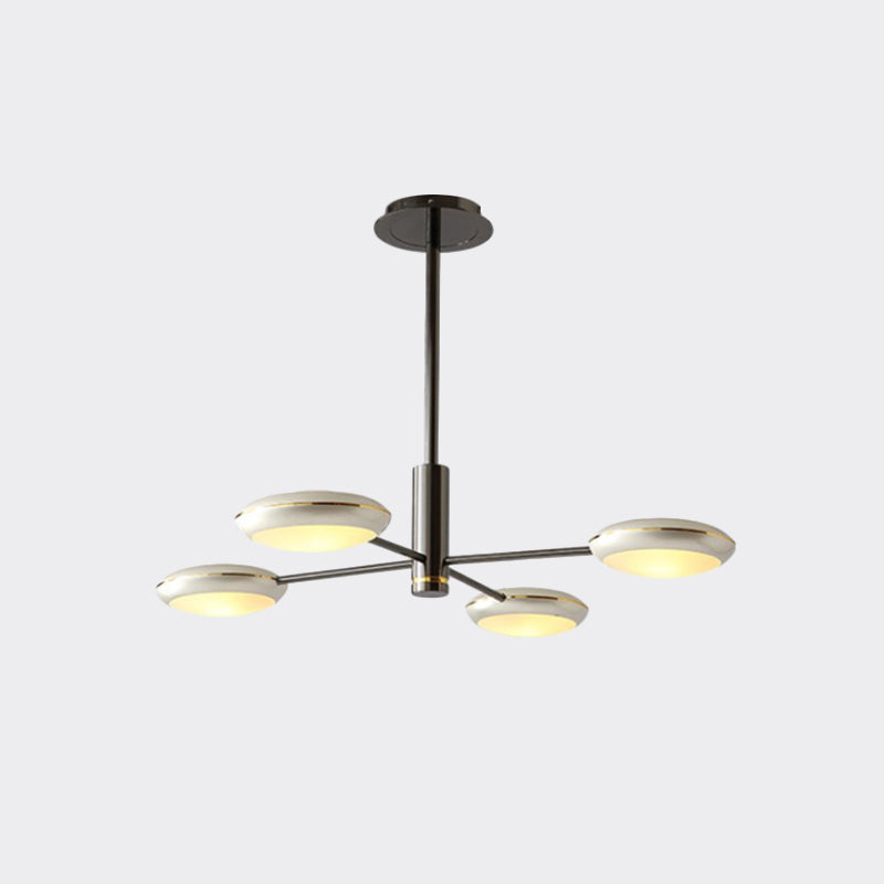 Starburst Chandelier Lighting with Black/Silver Drum Shade Postmodern 3/4/5 Heads Metal Hanging Ceiling Light for Living Room Clearhalo 'Ceiling Lights' 'Chandeliers' 'Modern Chandeliers' 'Modern' Lighting' 1044021