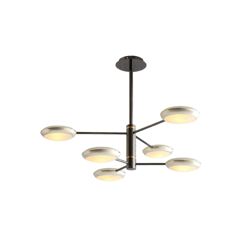 Starburst Chandelier Lighting with Black/Silver Drum Shade Postmodern 3/4/5 Heads Metal Hanging Ceiling Light for Living Room Clearhalo 'Ceiling Lights' 'Chandeliers' 'Modern Chandeliers' 'Modern' Lighting' 1044028