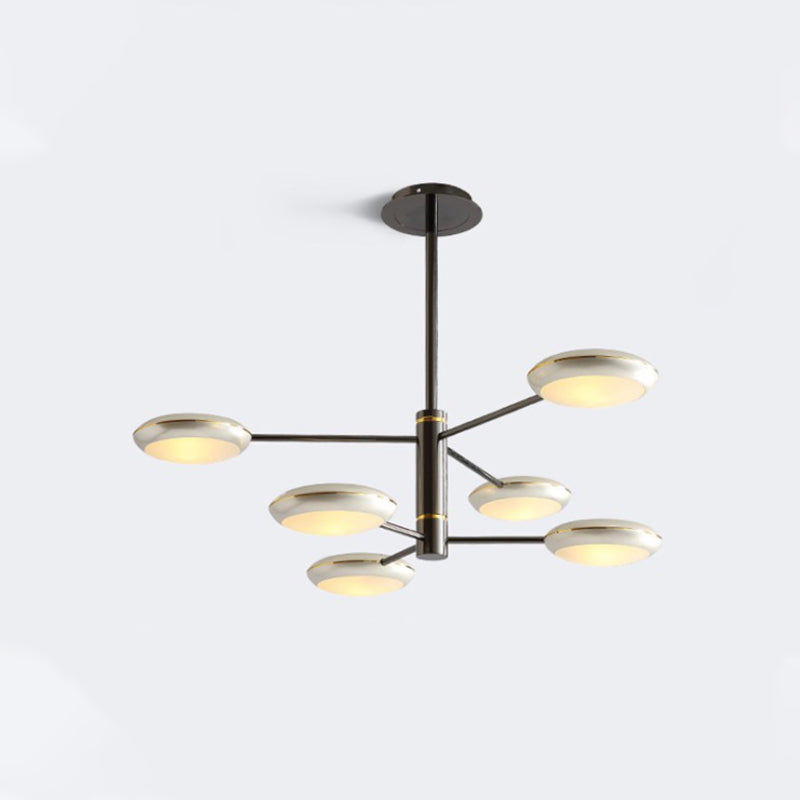 Starburst Chandelier Lighting with Black/Silver Drum Shade Postmodern 3/4/5 Heads Metal Hanging Ceiling Light for Living Room Clearhalo 'Ceiling Lights' 'Chandeliers' 'Modern Chandeliers' 'Modern' Lighting' 1044029