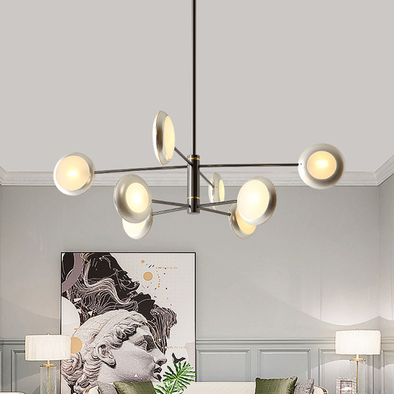 Starburst Chandelier Lighting with Black/Silver Drum Shade Postmodern 3/4/5 Heads Metal Hanging Ceiling Light for Living Room Clearhalo 'Ceiling Lights' 'Chandeliers' 'Modern Chandeliers' 'Modern' Lighting' 1044031