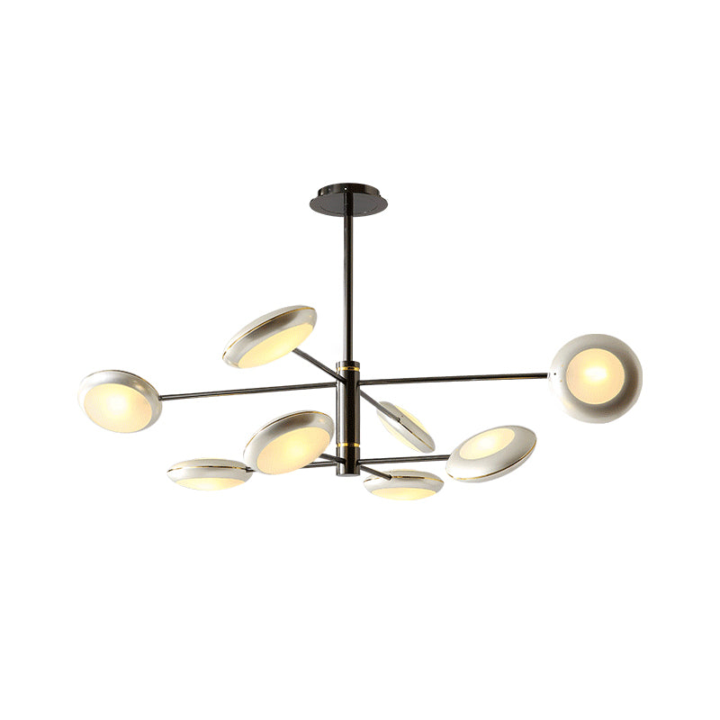 Starburst Chandelier Lighting with Black/Silver Drum Shade Postmodern 3/4/5 Heads Metal Hanging Ceiling Light for Living Room Clearhalo 'Ceiling Lights' 'Chandeliers' 'Modern Chandeliers' 'Modern' Lighting' 1044032